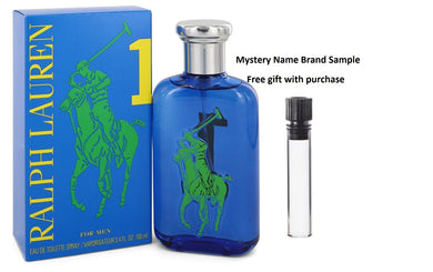 Big Pony Blue by Ralph Lauren Eau De Toilette Spray 3.4 oz And a Mystery Name brand sample vile