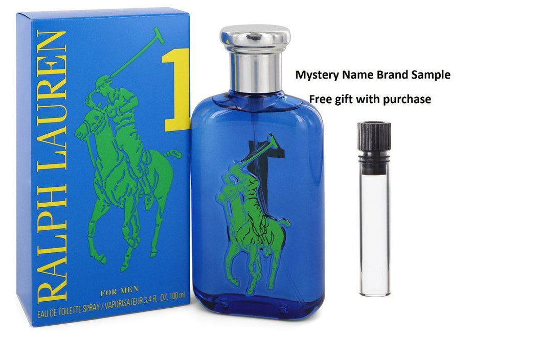 Big Pony Blue by Ralph Lauren Eau De Toilette Spray 3.4 oz And a Mystery Name brand sample vile