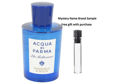 Blu Mediterraneo Mandorlo Di Sicilia by Acqua Di Parma Eau De Toilette Spray (Tester) 5 oz And a Mystery Name brand sample vile