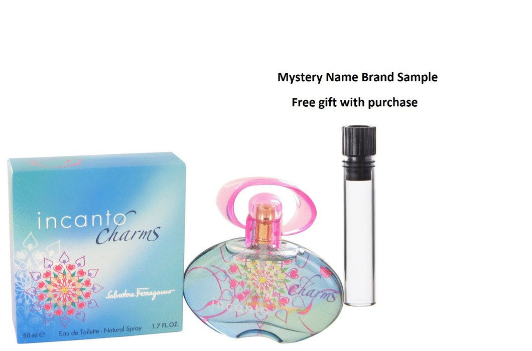 Incanto Charms by Salvatore Ferragamo Eau De Toilette Spray 1.7 oz And a Mystery Name brand sample vile