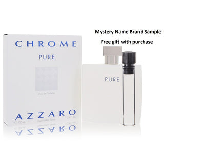Chrome Pure by Azzaro Eau De Toilette Spray 3.4 oz And a Mystery Name brand sample vile