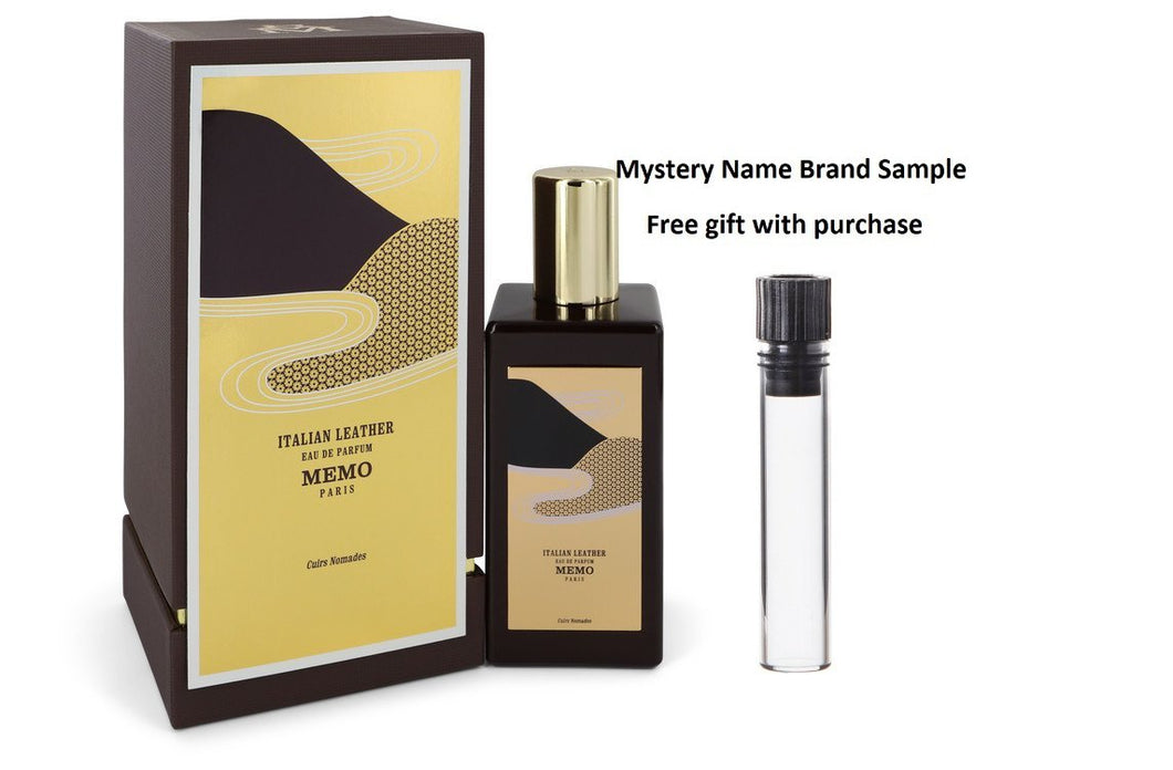 Italian Leather by Memo Eau De Parfum Spray (Unisex) 6.8 oz And a Mystery Name brand sample vile
