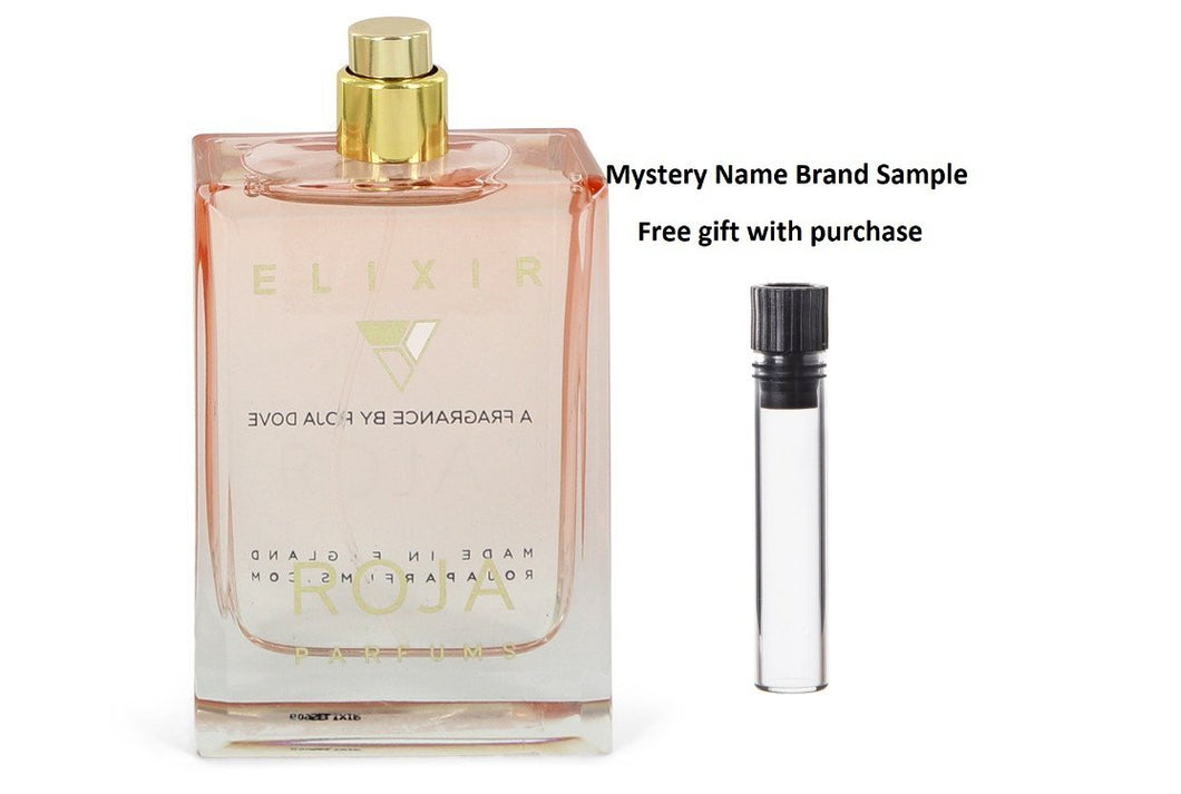 Roja Elixir Pour Femme Essence De Parfum by Roja Parfums Extrait De Parfum Spray (Unisex Tester) 3.4 oz And a Mystery Name brand sample vile