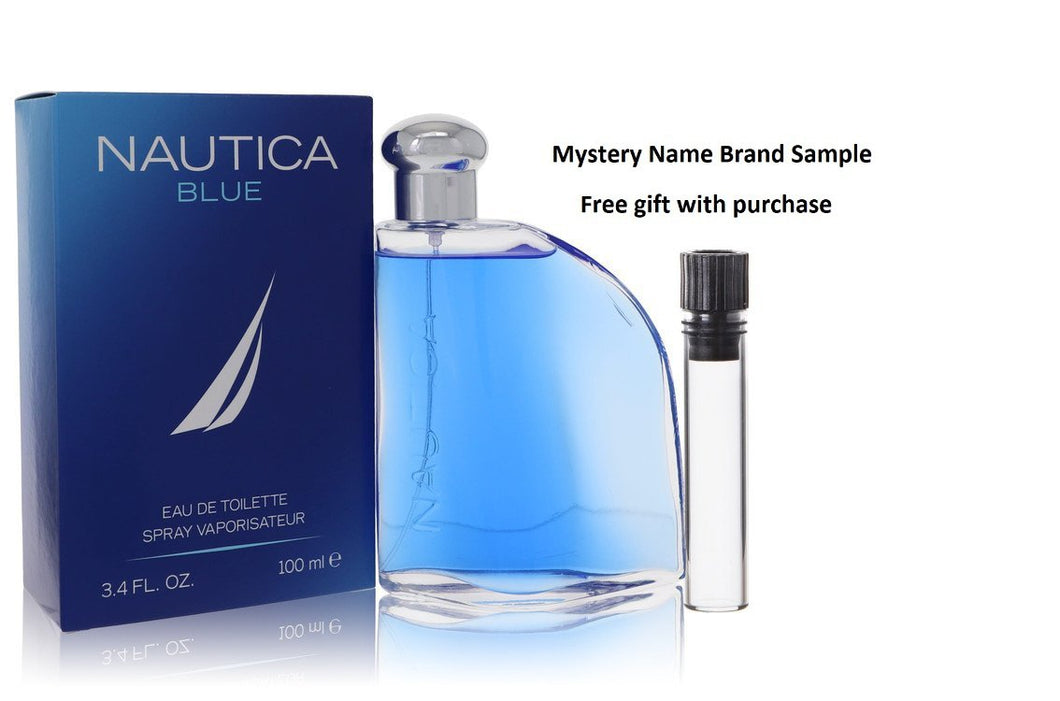 NAUTICA BLUE by Nautica Eau De Toilette Spray 3.4 oz And a Mystery Name brand sample vile