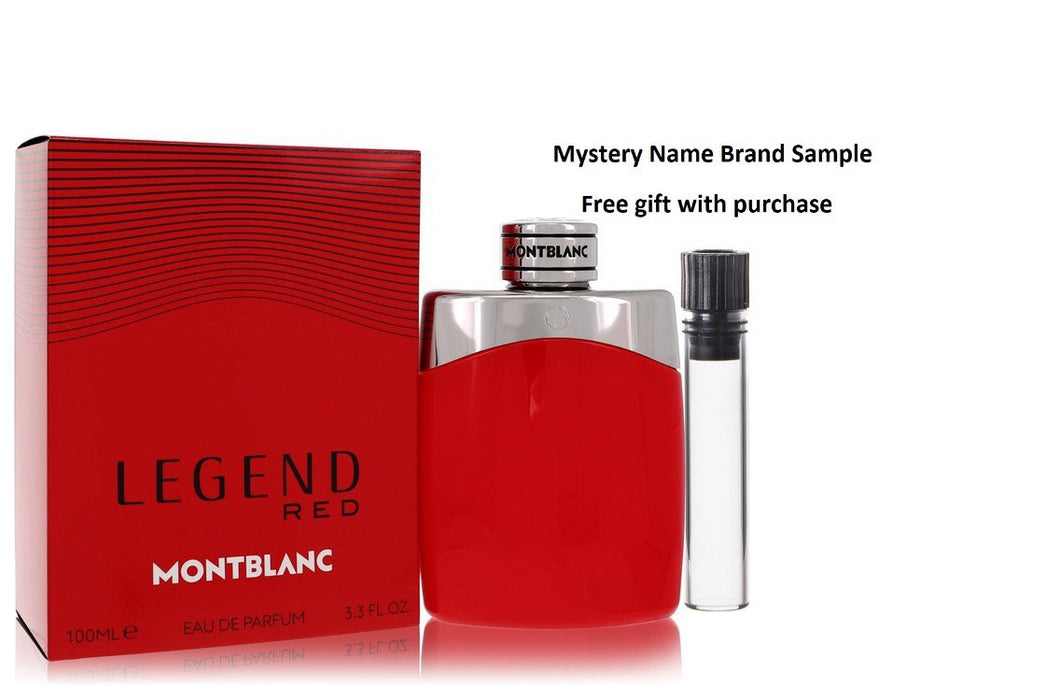 Montblanc Legend Red by Mont Blanc Eau De Parfum Spray 3.3 oz And a Mystery Name brand sample vile