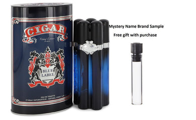 Cigar Blue Label by Remy Latour Eau De Toilette Spray 3.3 oz And a Mystery Name brand sample vile