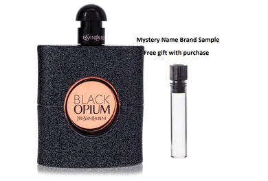 Black Opium by Yves Saint Laurent Eau De Parfum Spray (Tester) 3 oz And a Mystery Name brand sample vile