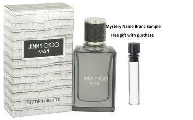 Jimmy Choo Man by Jimmy Choo Eau De Toilette Spray 1 oz And a Mystery Name brand sample vile