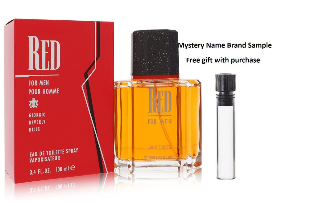 RED by Giorgio Beverly Hills Eau De Toilette Spray 3.4 oz And a Mystery Name brand sample vile