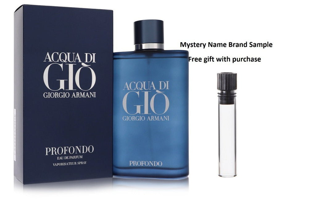 Acqua Di Gio Profondo by Giorgio Armani Eau De Parfum Spray 6.7 oz And a Mystery Name brand sample vile