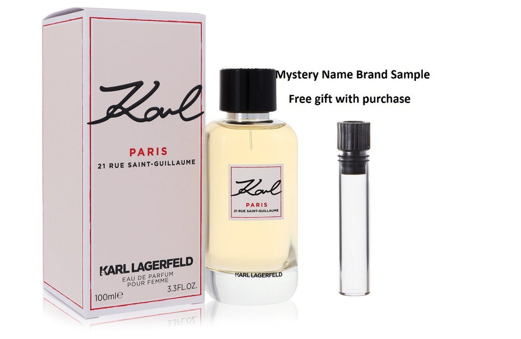 Karl Paris 21 Rue Saint Guillaume by Karl Lagerfeld Eau De Parfum Spray 3.3 oz And a Mystery Name brand sample vile