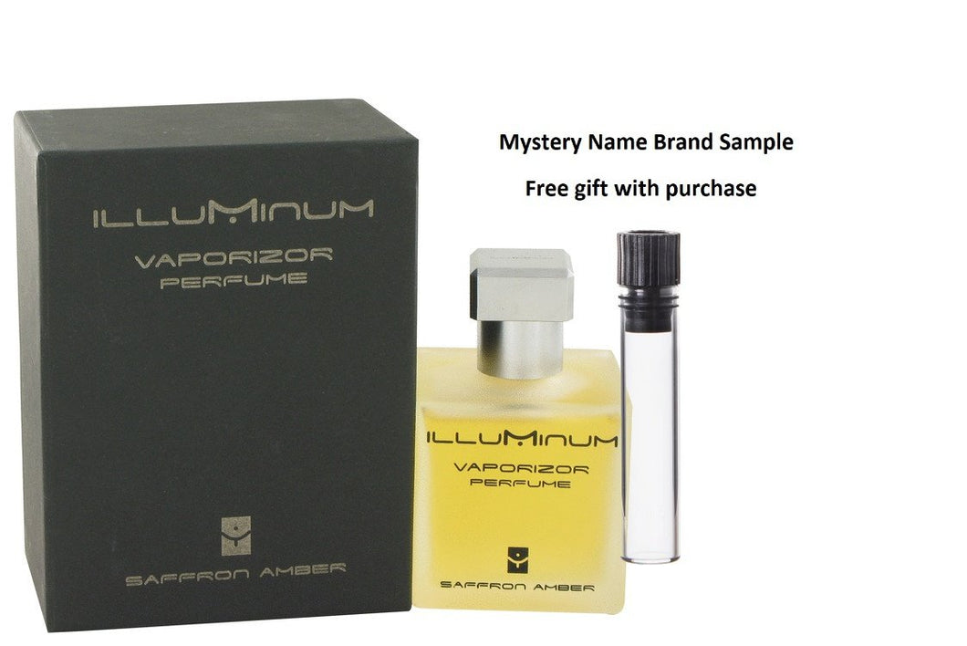 Illuminum Saffron Amber by Illuminum Eau De Parfum Spray 3.4 oz And a Mystery Name brand sample vile