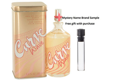 Curve Wave by Liz Claiborne Eau De Toilette Spray 3.4 oz And a Mystery Name brand sample vile