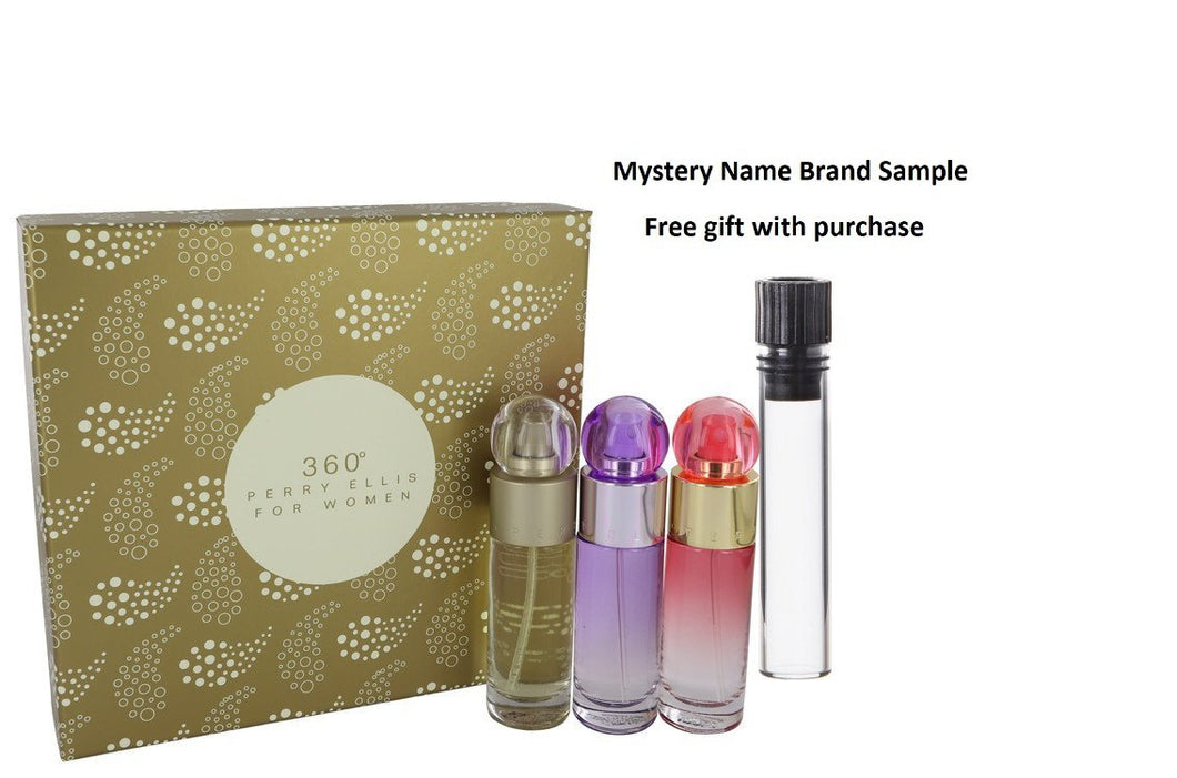 perry ellis 360 by Perry Ellis Gift Set -- 1 oz Perry Ellis 360 EDT Spray + 1 oz Perry Ellis 360 Coral EDP Spray + 1 oz Perry Ellis 360 Purple EDP Spray And a Mystery Name brand sample vile
