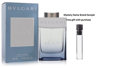 Bvlgari Man Glacial Essence by Bvlgari Eau De Parfum Spray 3.4 oz And a Mystery Name brand sample vile