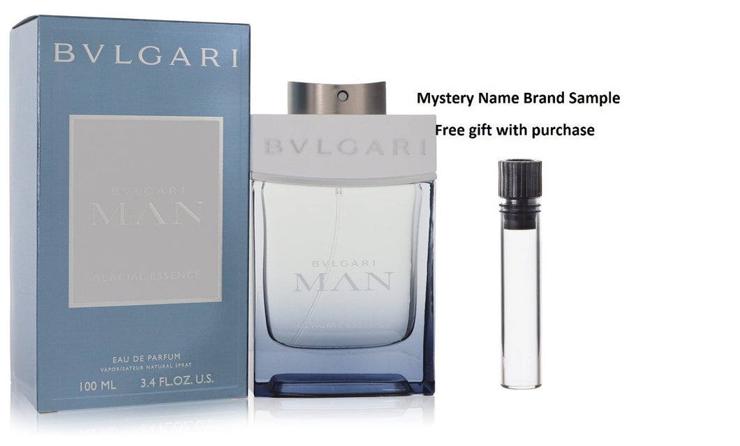 Bvlgari Man Glacial Essence by Bvlgari Eau De Parfum Spray 3.4 oz And a Mystery Name brand sample vile