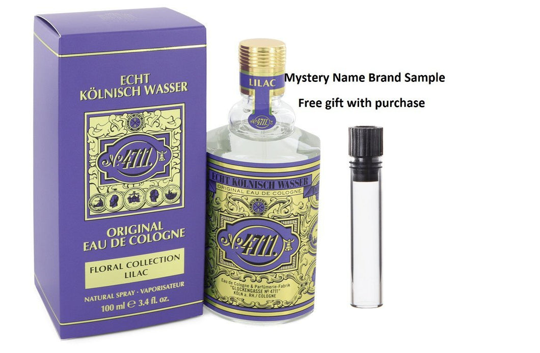 4711 Lilac by 4711 Eau De Cologne Spray (Unisex) 3.4 oz And a Mystery Name brand sample vile