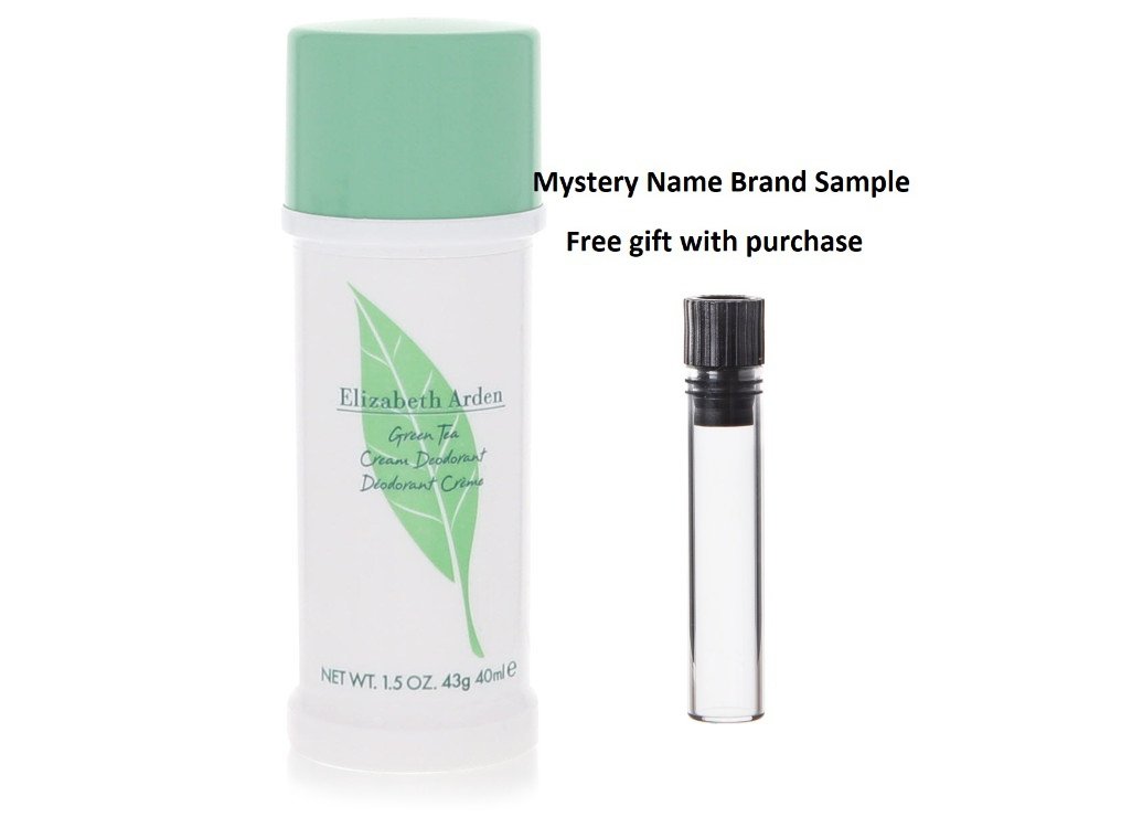 GREEN TEA by Elizabeth Arden Deodorant Cream 1.5 oz And a Mystery Name brand sample vile