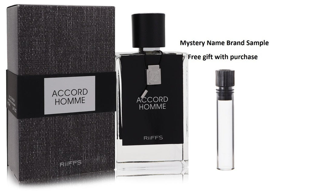 Riiffs Accord Homme by Riiffs Eau De Parfum Spray 3.4 oz And a Mystery Name brand sample vile
