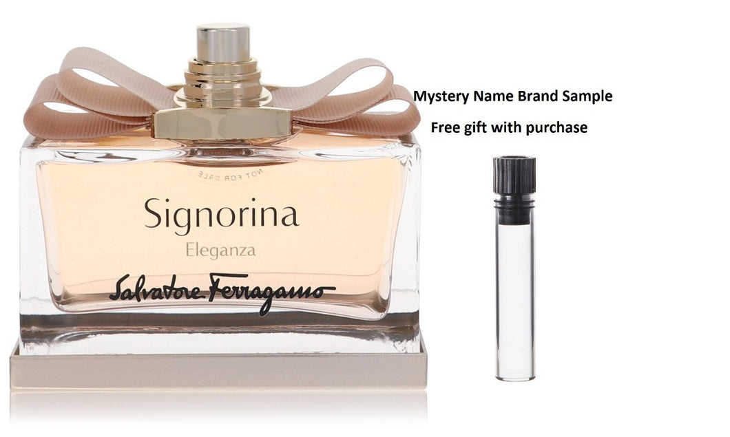 Signorina Eleganza by Salvatore Ferragamo Eau De Parfum Spray (Tester) 3.4 oz And a Mystery Name brand sample vile