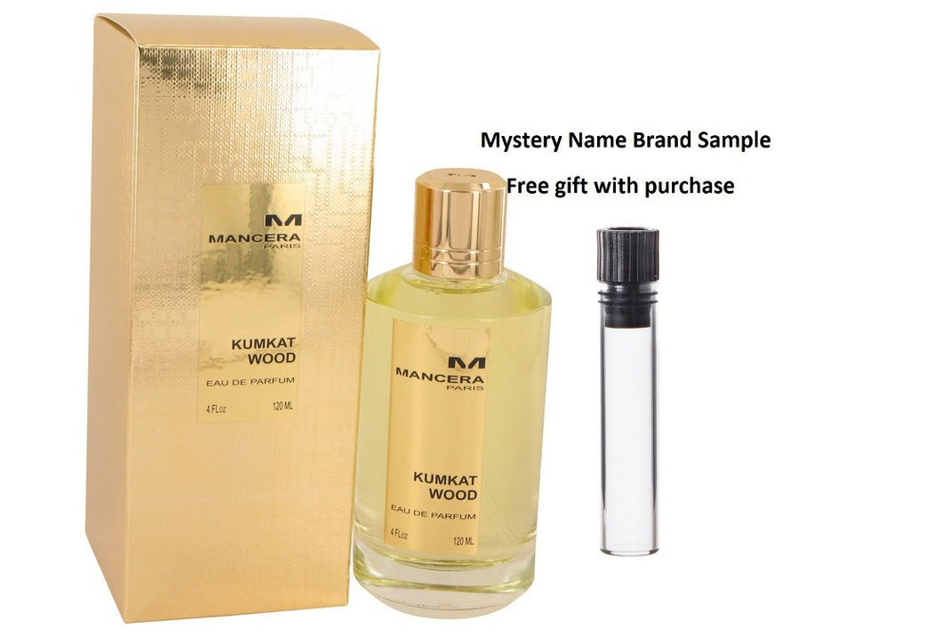 Mancera Kumkat Wood by Mancera Eau De Parfum Spray (Unisex) 4 oz And a Mystery Name brand sample vile