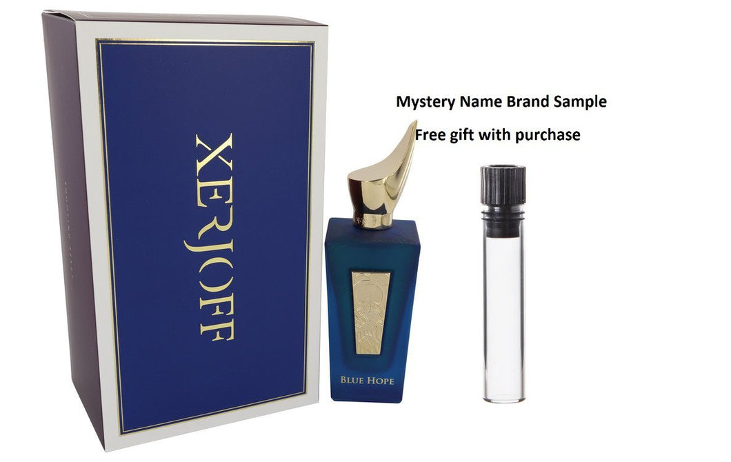 Shooting Stars Blue Hope Uni by Xerjoff Eau De Parfum Spray 3.4 oz And a Mystery Name brand sample vile