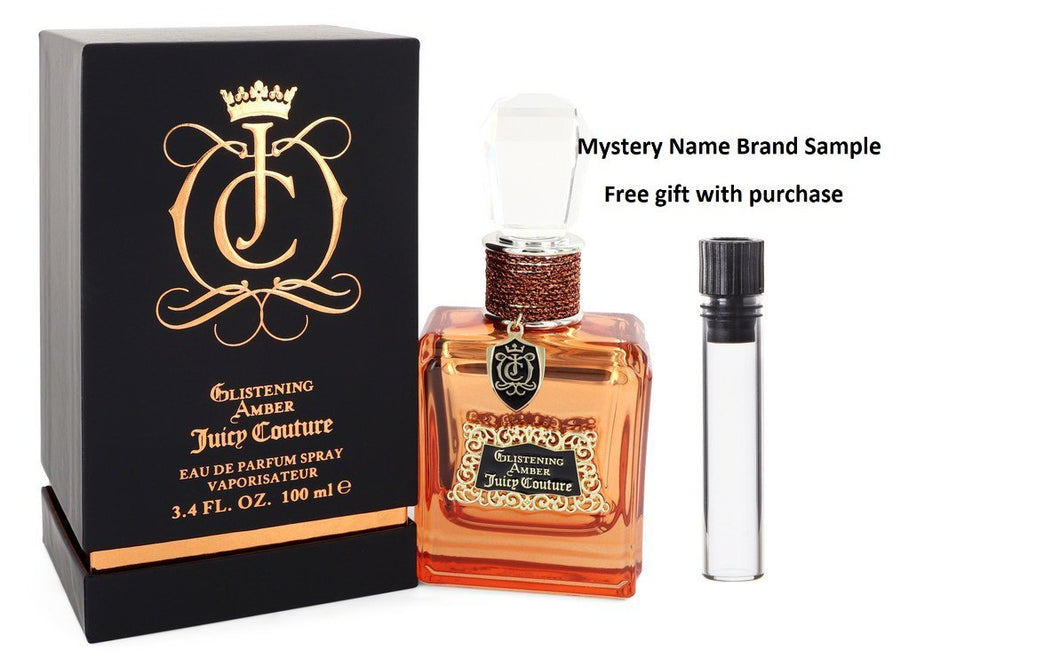 Juicy Couture Glistening Amber by Juicy Couture Eau De Parfum Spray 3.4 oz  And a Mystery Name brand sample vile