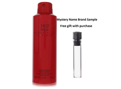 Perry Ellis 360 Red by Perry Ellis Deodorant Spray 6 oz And a Mystery Name brand sample vile