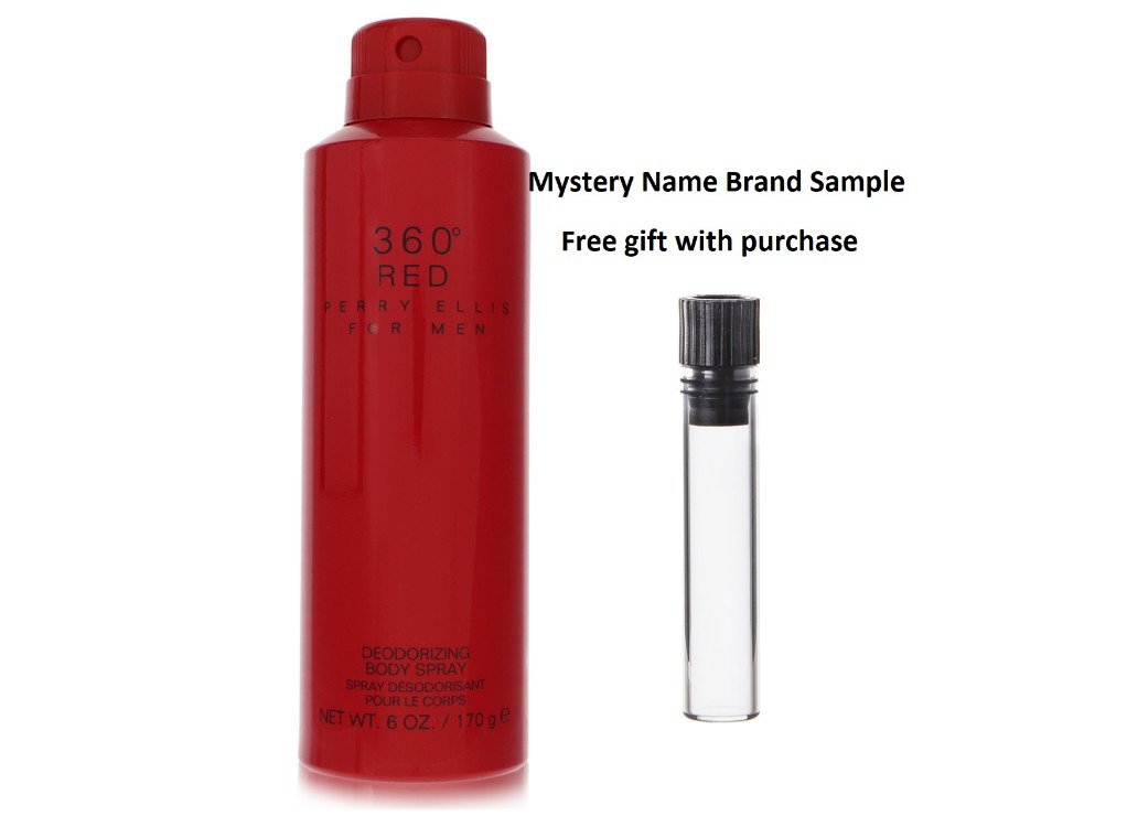 Perry Ellis 360 Red by Perry Ellis Deodorant Spray 6 oz And a Mystery Name brand sample vile