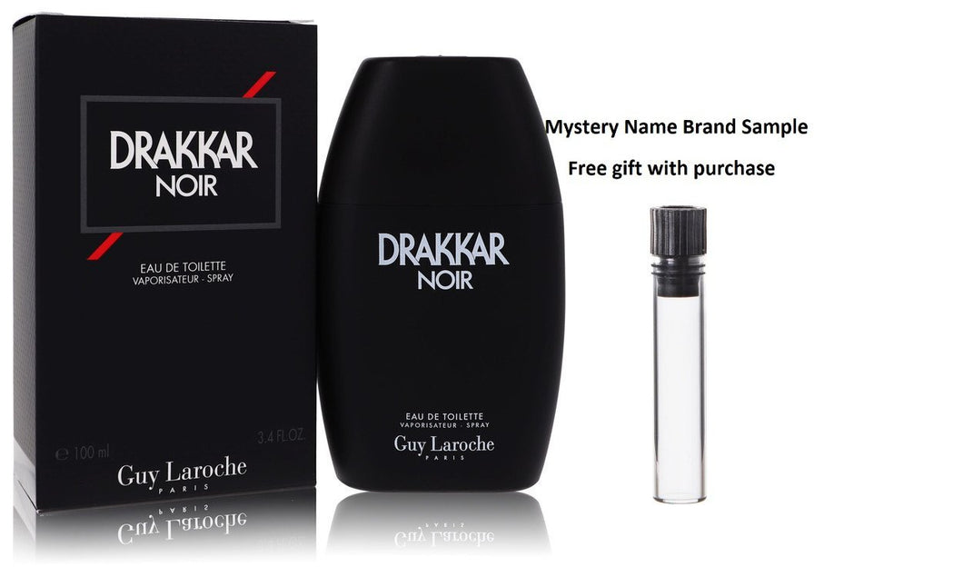 DRAKKAR NOIR by Guy Laroche Eau De Toilette Spray 3.4 oz And a Mystery Name brand sample vile
