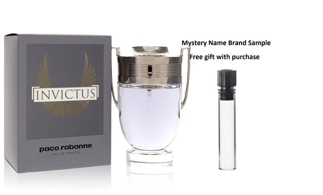 Invictus by Paco Rabanne Eau De Toilette Spray 3.4 oz And a Mystery Name brand sample vile