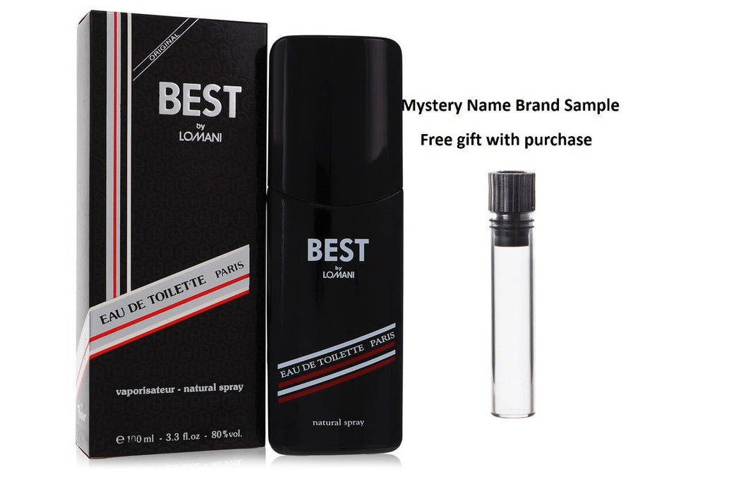Best by Lomani Eau De Toilette Spray 3.3 oz And a Mystery Name brand sample vile