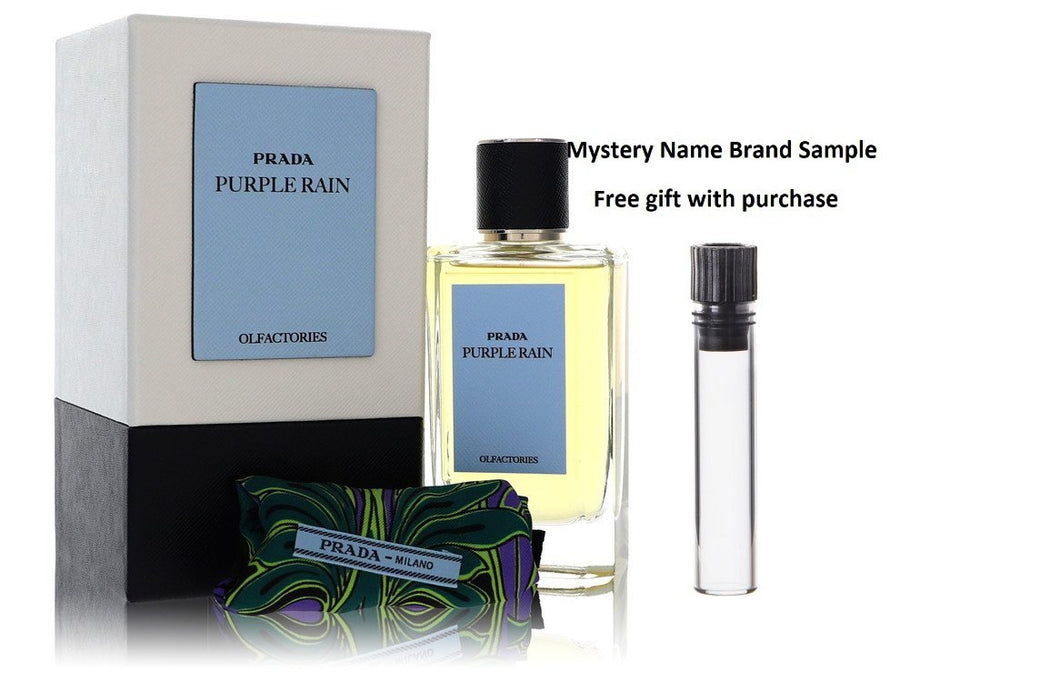 Prada Olfactories Purple Rain by Prada Eau De Parfum Spray with Gift Pouch (Unisex) 3.4 oz And a Mystery Name brand sample vile