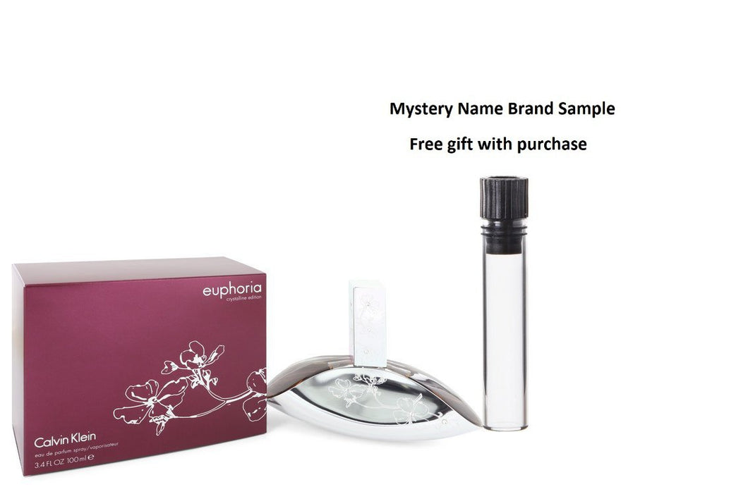 Euphoria Crystalline by Calvin Klein Eau De Parfum Spray 3.4 oz And a Mystery Name brand sample vile
