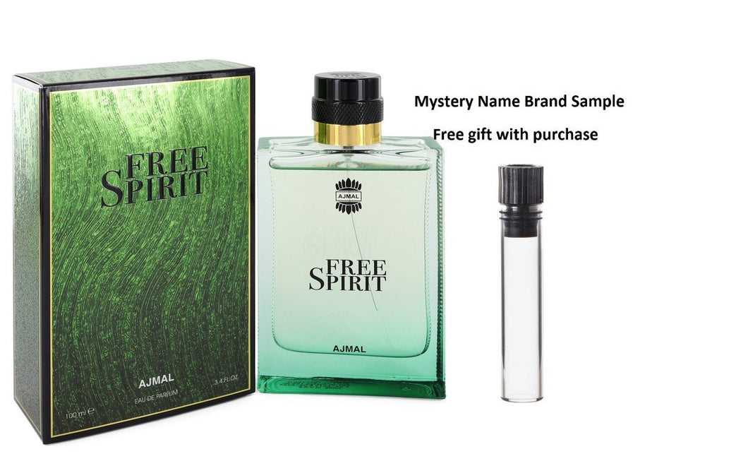 Ajmal Free Spirit by Ajmal Eau De Parfum Spray 3.4 oz And a Mystery Name brand sample vile