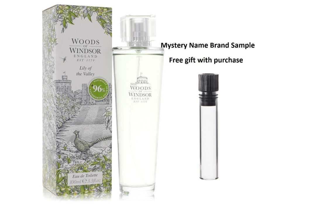 Lily of the Valley (Woods of Windsor) by Woods of Windsor Eau De Toilette Spray 3.4 oz And a Mystery Name brand sample vile