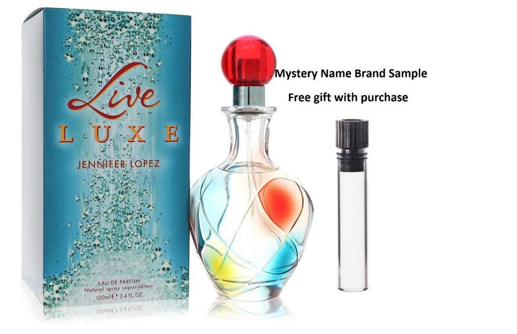 Live Luxe by Jennifer Lopez Eau De Parfum Spray 3.4 oz And a Mystery Name brand sample vile