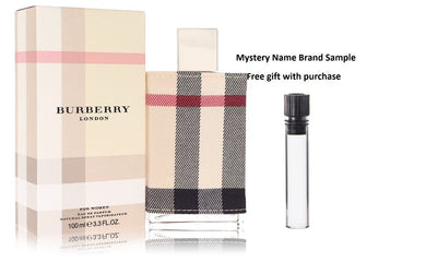 Burberry London (New) by Burberry Eau De Parfum Spray 3.3 oz And a Mystery Name brand sample vile