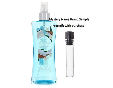 Body Fantasies Signature Coconut Fantasy by Parfums De Coeur Body Spray 8 oz And a Mystery Name brand sample vile