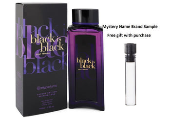 Black is Black by Nu Parfums Eau De Parfum Spray 3.3 oz And a Mystery Name brand sample vile