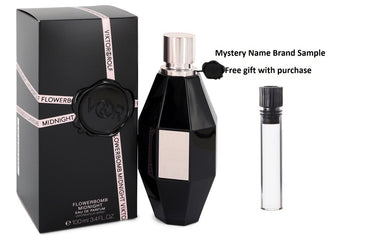Flowerbomb Midnight by Viktor & Rolf Eau De Parfum Spray 3.4 oz And a Mystery Name brand sample vile