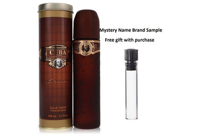 CUBA Brown by Fragluxe Eau De Toilette Spray 3.4 oz And a Mystery Name brand sample vile
