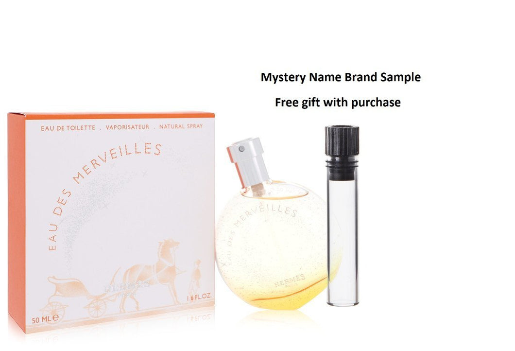 Eau Des Merveilles by Hermes Eau De Toilette Spray 1.6 oz And a Mystery Name brand sample vile