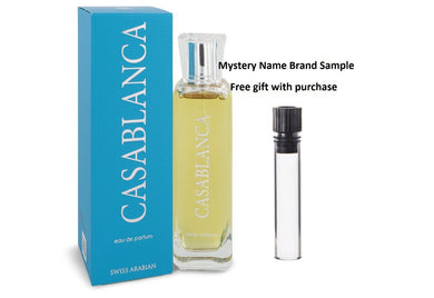 Casablanca by Swiss Arabian Eau De Parfum Spray (Unisex) 3.4 oz And a Mystery Name brand sample vile