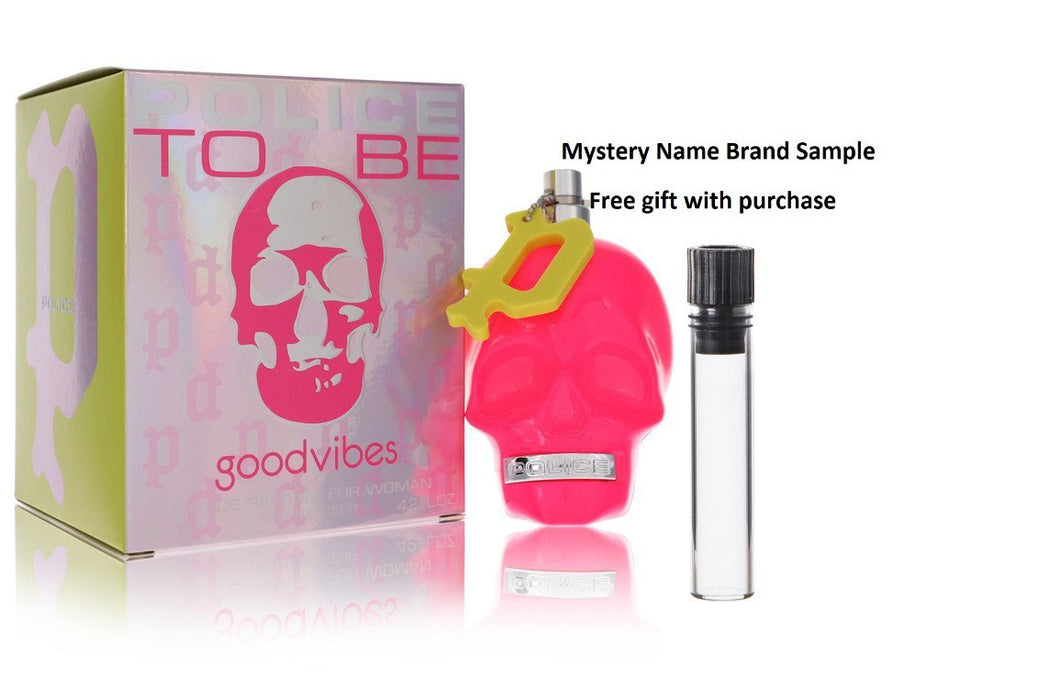 Police To Be Good Vibes by Police Colognes Eau De Parfum Spray 4.2 oz And a Mystery Name brand sample vile