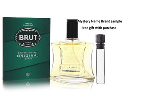 BRUT by Faberge Eau De Toilette Spray (Original Glass Bottle) 3.4 oz And a Mystery Name brand sample vile