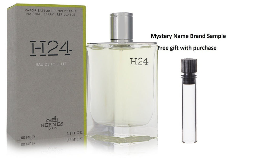 H24 by Hermes Eau De Toilette Refillable Spray 3.3 oz And a Mystery Name brand sample vile