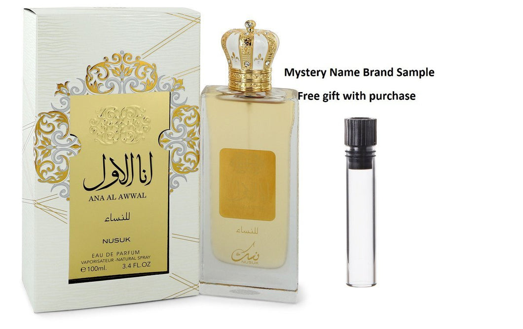 Ana Al Awwal by Nusuk Eau De Parfum Spray 3.4 oz And a Mystery Name brand sample vile