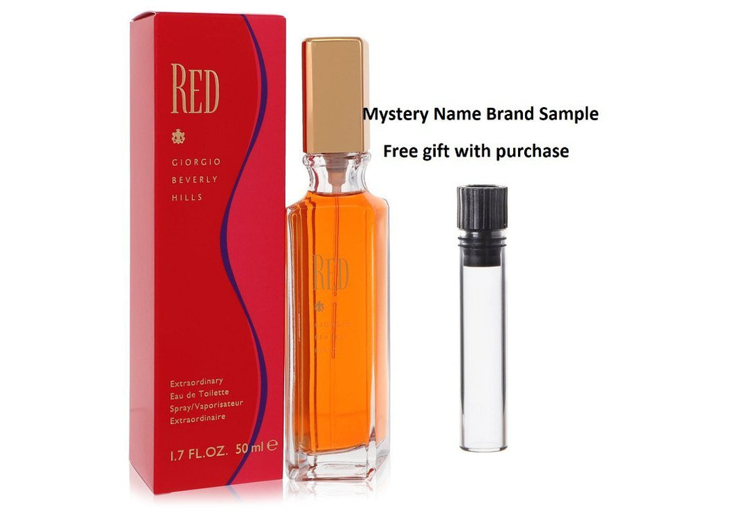 RED by Giorgio Beverly Hills Eau De Toilette Spray 1.7 oz And a Mystery Name brand sample vile
