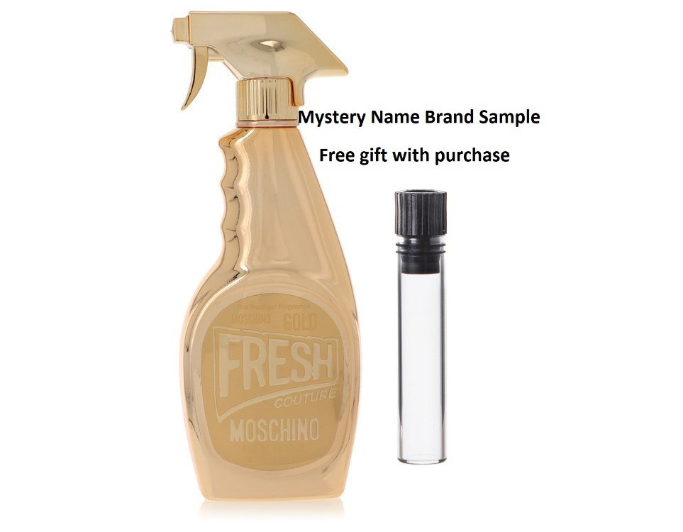 Moschino Fresh Gold Couture by Moschino Eau De Parfum Spray (Tester) 3.4 oz And a Mystery Name brand sample vile